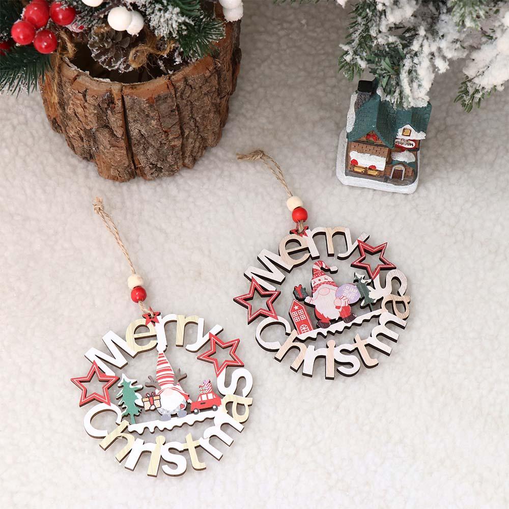 Hollowed Out Christmas Tree Pendant Rudolph Christmas Decoration Christmas Wooden Pendant  Home