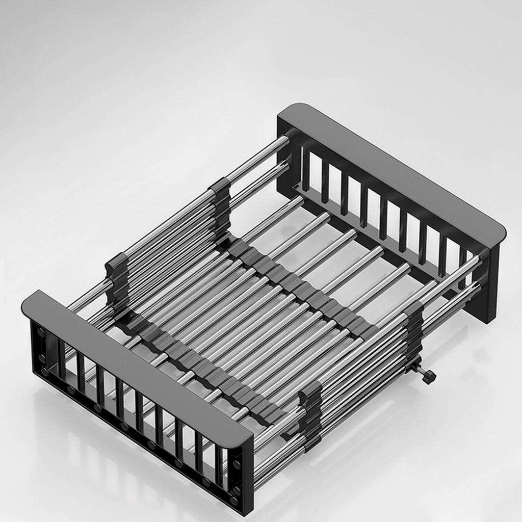 Teleskopischer Spülbecken-Abtropfkorb aus Edelstahl Mehrzweck Platzsparendes Spülbecken-Abtropfgestell Für Trockene Teller Obst Gemüse Aufbewahrungsgestell