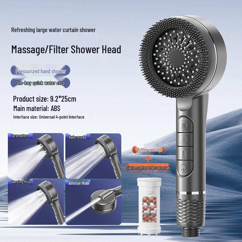 Multi-functional Turbocharged Shower Head Set with Piano Key Design
