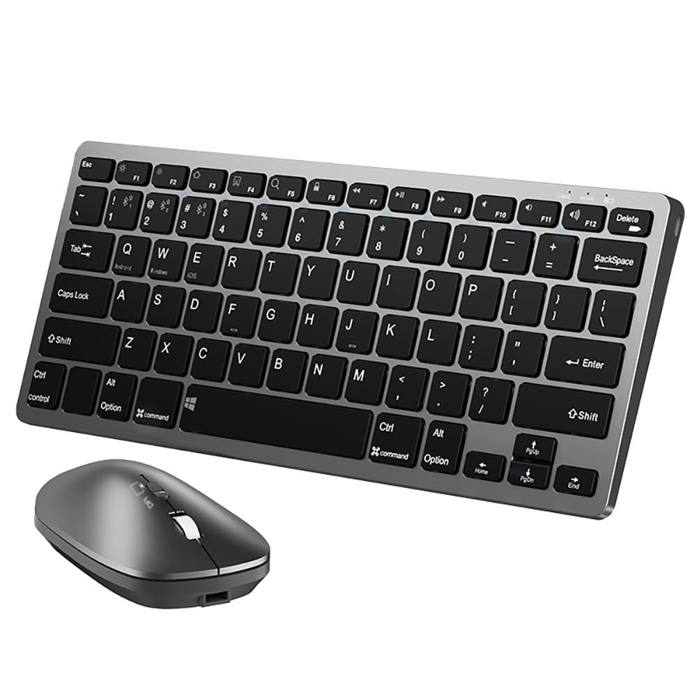 

and Bluetooth Wireless keyboard and mouse supports up to 4 devices US compatible with wireless [Multi-pairing, 2.4GHz 5.0] set, simultaneously, сірий колір