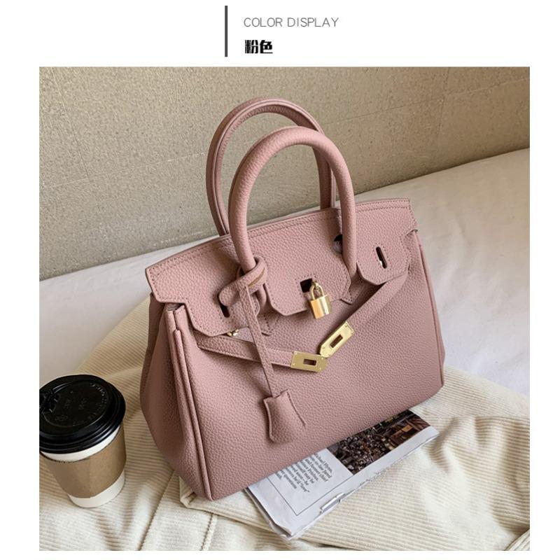 Textured Lychee Pattern Platinum Bag Women's Summer New Handheld Women's Bag Large Capacity Shoulder Messenger Bag