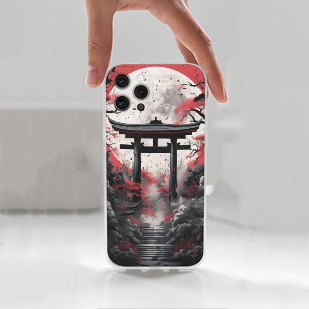 Art Style Japanese Phone For iPhone 14,13,12,11,17,16,15,Pro,X,XS,XR,SE,Max,Plus,Mini Transparent Soft Cover