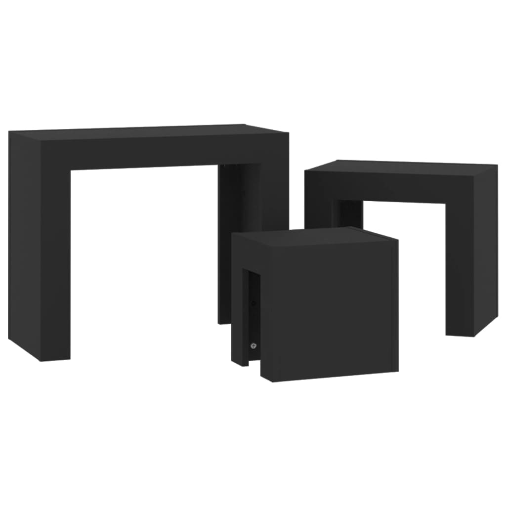  Coffee Tables That Slide Under Each Other, 3 Pcs., Black