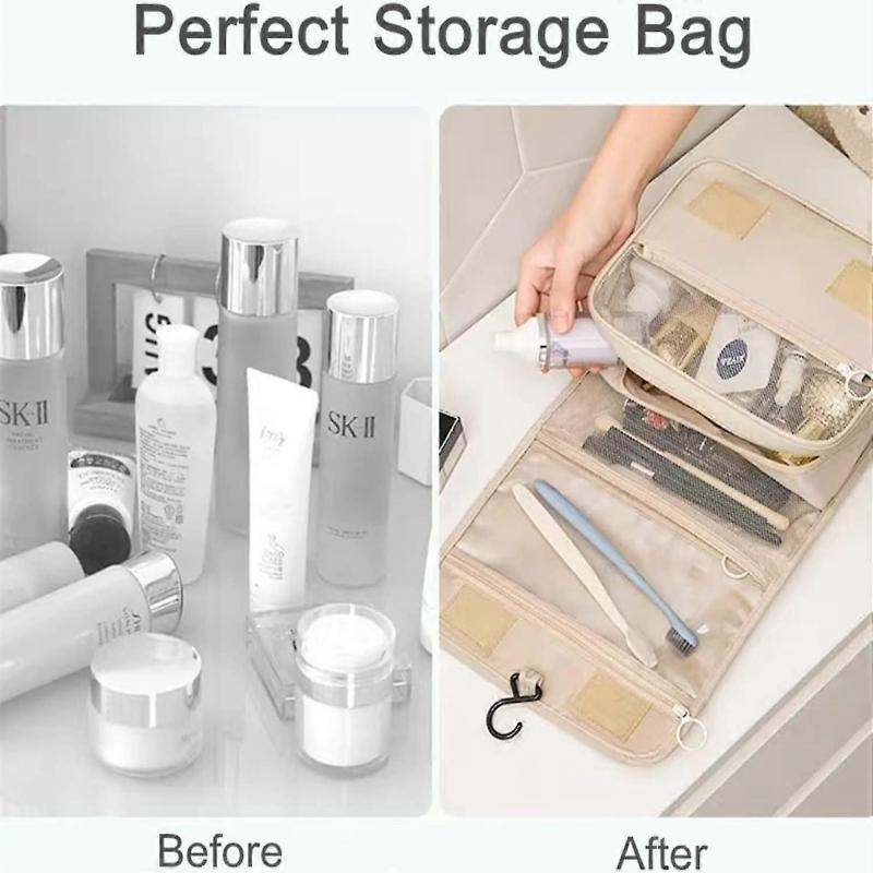 Travel Hanging Toiletry Bag, Cosmetic Bag Organizer, Waterproof And Foldable Makeup Bag, Large Capacity Organizer For Gym Business And Vacation (grey)