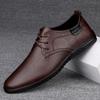 Pánské kožené boty s kulatou hlavou, obchodní společenské boty, ručně vyráběné ležérní boty, šněrovací obuv, pánské mokasíny na platformě, nazouvací mokasíny