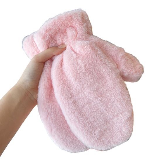 1 Pair Ladies Winter Mittens Thickened Soft Plush Solid Color Cozy Anti-slip Elastic Windproof Heat Retention Warm Lady Outdoor Gloves