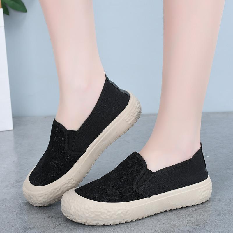 

Spring and Autumn canvas shoes women s new breathable thick-soled casual student shoes soft-soled non-slip one pedal 35