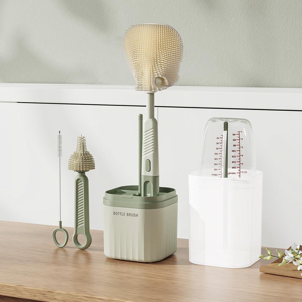Reise-Babyflaschenbürsten-Set mit tragbarer Silikon-Flaschenbürste, Saugerreinigungsbürste, Strohhalmbürste und Flaschentrockenständer