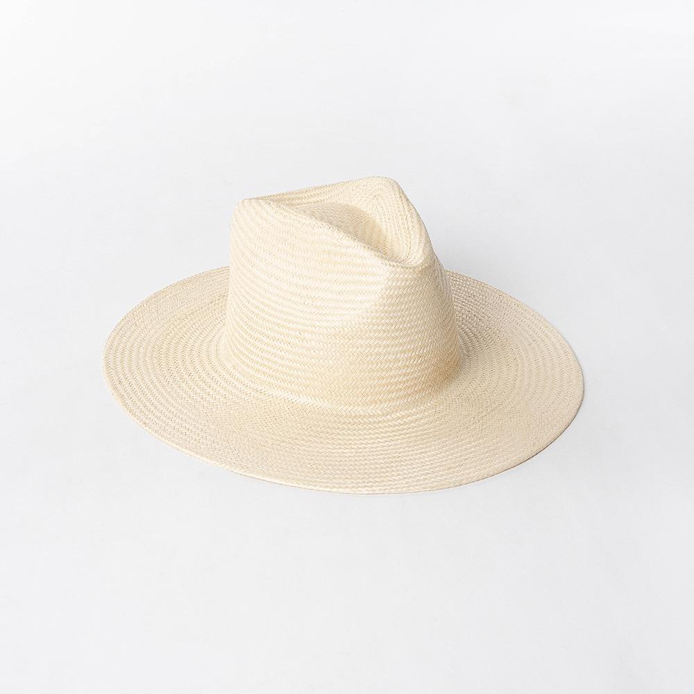 European, American spring and summer new hand-woven natural golden grass jazz hat outdoor travel sunscreen Panama straw hat tide