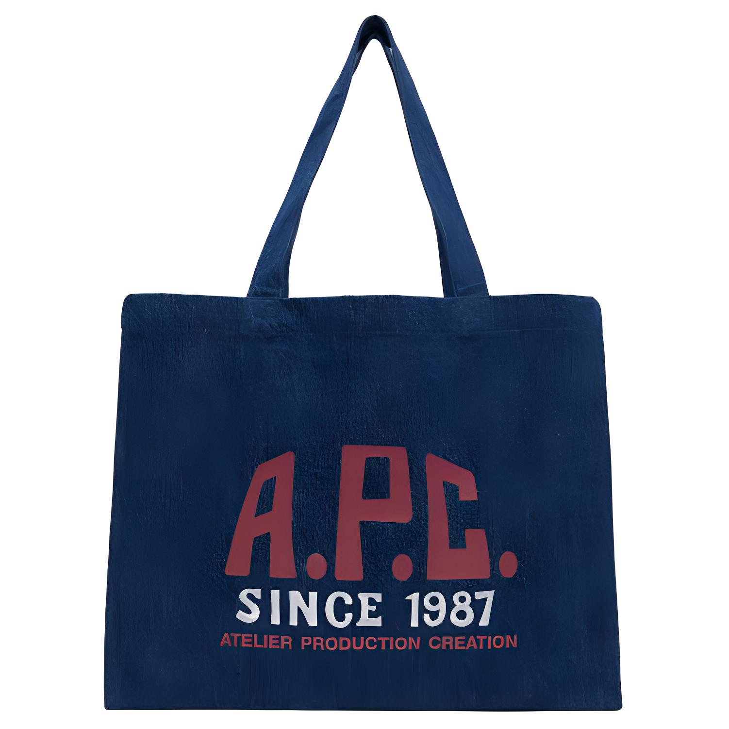 

A.P.C Diane Carpenter Letter Logo Print Denim Tote Bag Women tote bags Washed-Indigo COHTDM61991 Basic Set (Bag+Dust Bag)