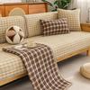 All-Season Plaid Pure Cotton Sofa Cushion - Thick, Non-Slip, Universal Fit