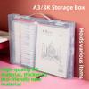 Portable A3 Organizer Storage Box Transparent Multifunctional Carrying Case Handheld Plastic Document Bag School Office Supplies