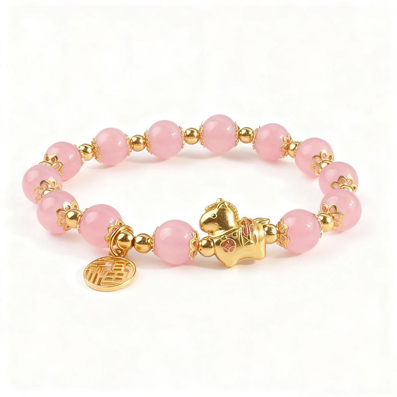 Lucky Red Bead Horse Bracelet for Women Exquisite Chinese Style Blessing Pendant Bracelets New Year Good Luck Wealth Jewelry