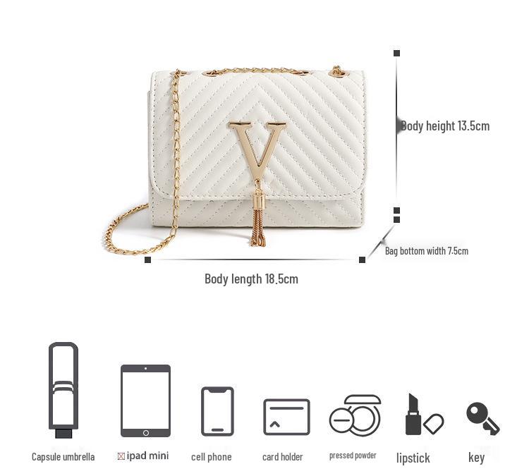 Trendy Women's 2025 Striped Embroidered Tassel V-Shaped Crossbody Bag