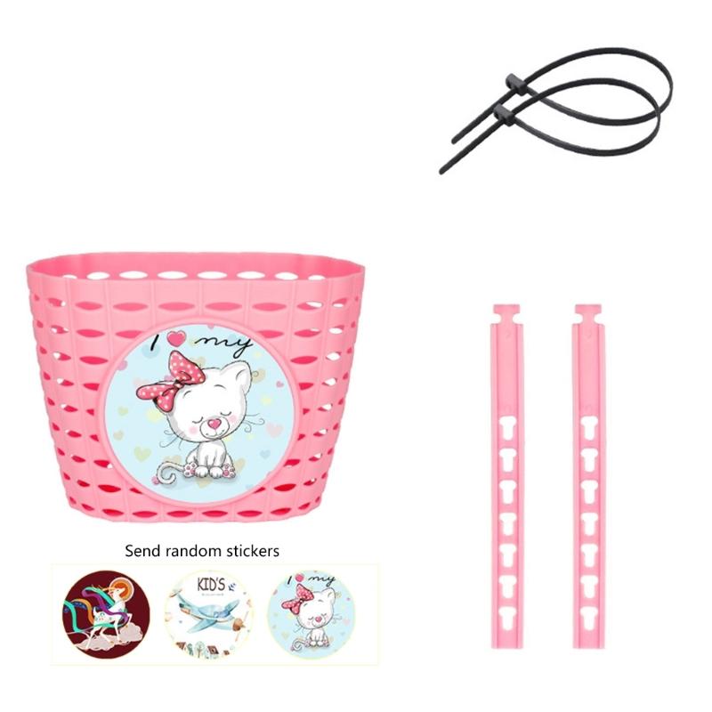 Front Handlebars Basket Waterproofs Childrens Bicycles Basket Plastic Tricycles Basket for School, Outdoor, Cyclings