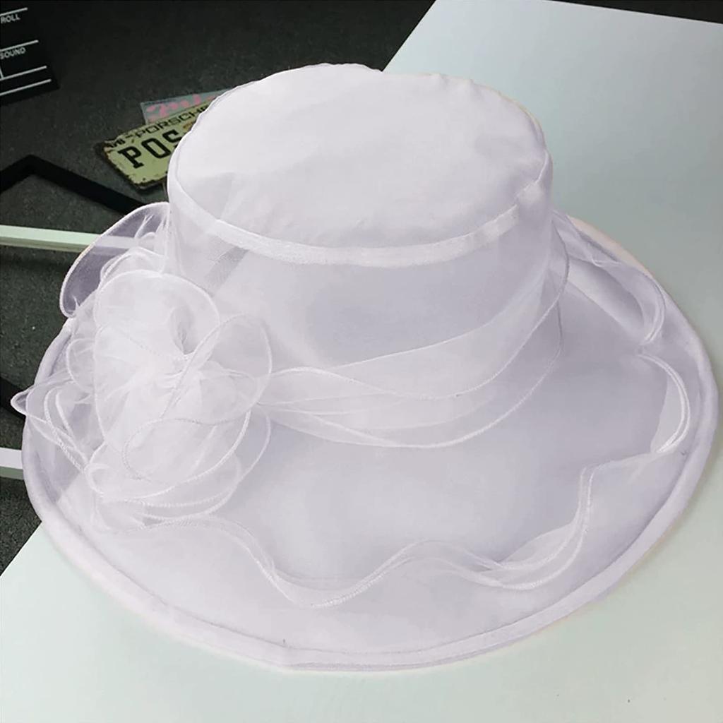 Organza Hat for UV Actress Wide Floral Slimming Beach Birthday Present [IPENNYE] Women, Protection, Summer, Bridal, Headpiece, Hat, Brim, Cap, Tulle,