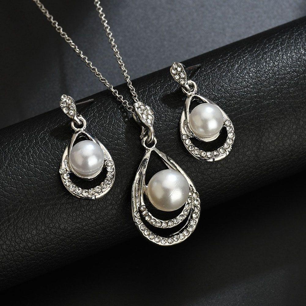 Handmade Luxury Pearls Classics Water Drop Jewelry Set Fashion Accessories Stud Earrings Jewelry