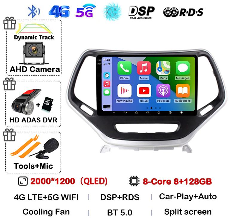 Android 14 Carplay Auto WIFI+4G Pentru Jeep Cherokee 5 KL 2014 2015 2016 2017 2018 GPS Radio Auto Multimedia Player Video Stereo