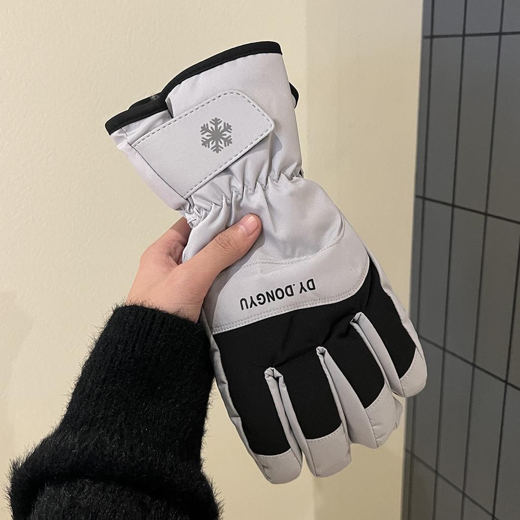 Damskie zimowe rękawice do jazdy, pluszowe i pogrubiane, aby utrzymać ciepło, wiatroodporne, mrozoodporne i wodoodporne, z ekranem dotykowym, pięciopalcowe, w stylu dla par
