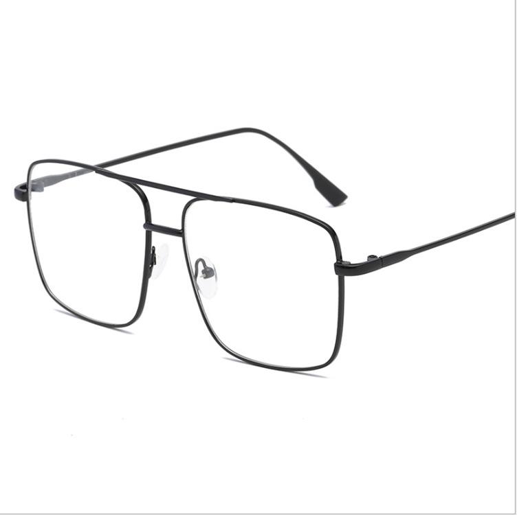 

Ретро металлические квадратные очки с двойной переносицей, большой оправой и плоскими линзами