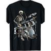 European Sizes Men'S Vintage Gothic Rocker Skeleton Drumming Graphic T-Shirt  Tee with Skull Drummer Print, Round Neck Short Sleeve for Halloween,