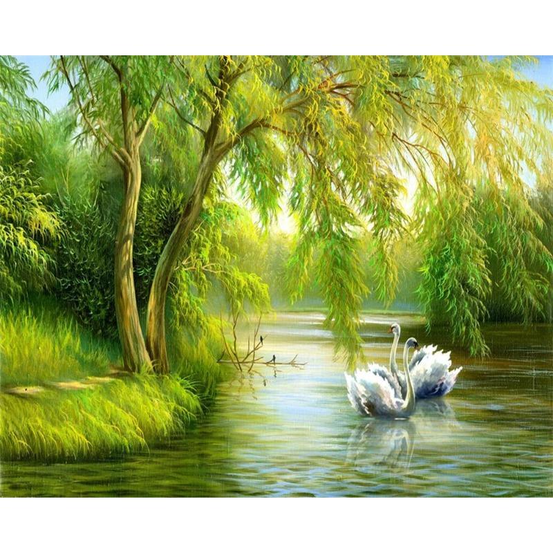 Swan Lake 3d Mural Forest Wallpaper Living Room Bedroom Background Wall Mural