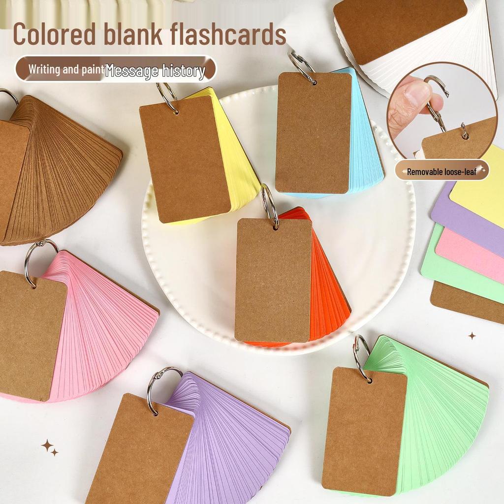 Portable English Word Cards: Hard Cardstock Pocket Ring-Bound Notebook.