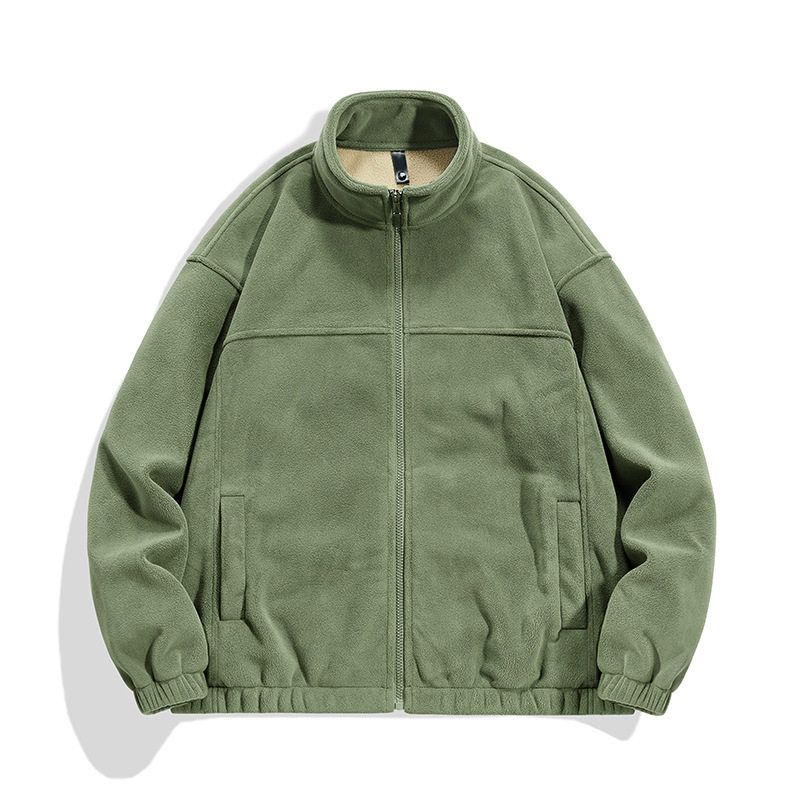Zipper Sweatshirt Men's Cardigan 2024 New Winter Stand-Up Collar Sports Fleece Jacket Men's Fleece-Lined Thickened Men's Jacket