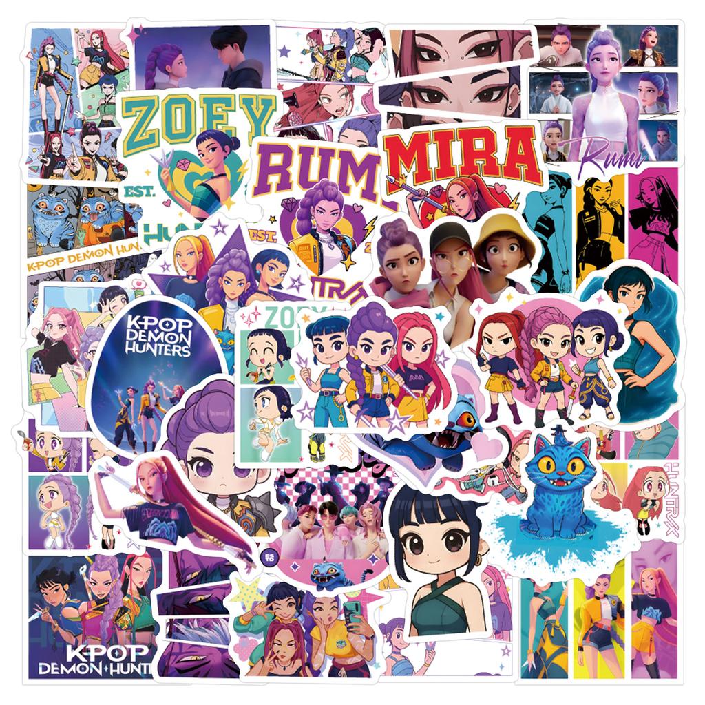 55-110PCS K-POP Demon Hunters Stickers Anime Waterproof Vinyl Decals for Laptop Water Bottle Skateboard Phone Gift for Fans