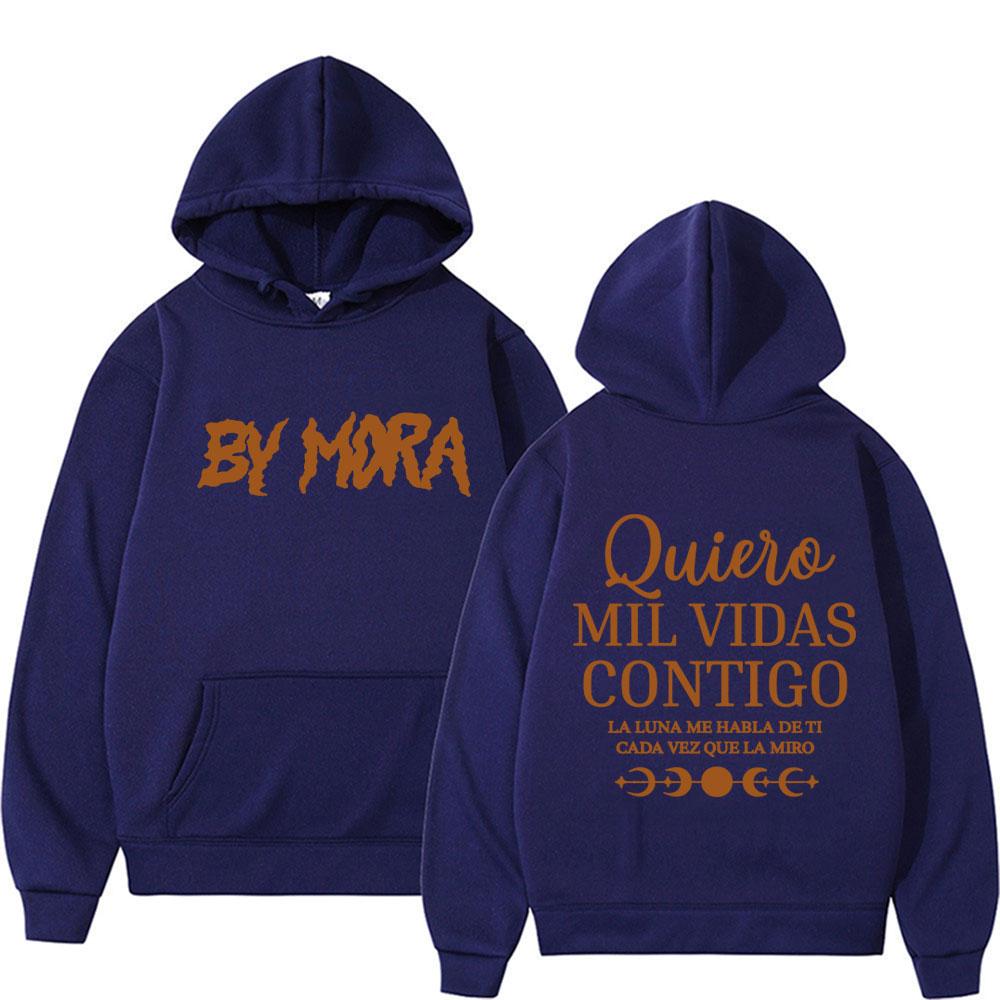 Rapper Mora Quierc Mil Vidas Contigo Letter Print Sweatshirts Harajuku Style Long Sleeve Hoodies Men Women Hoodie