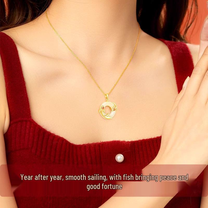 2026 New Style Ping An Kou Koi Fish Necklace for Women - Elegant Birthday or Mother's Day Gift