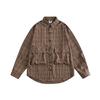 Japanese-Style Retro Large Pocket Plaid Long-Sleeved Shirt Men and Women Vintage Multi-Pocket Couple Contrast Color Shirt Coat
