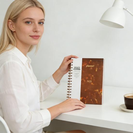 2026 Large Spiral Notepad Planner with Full-Page Weekly And Monthly Layout 15-Month Academic Year Organizer Hardcover Professional Office Planner