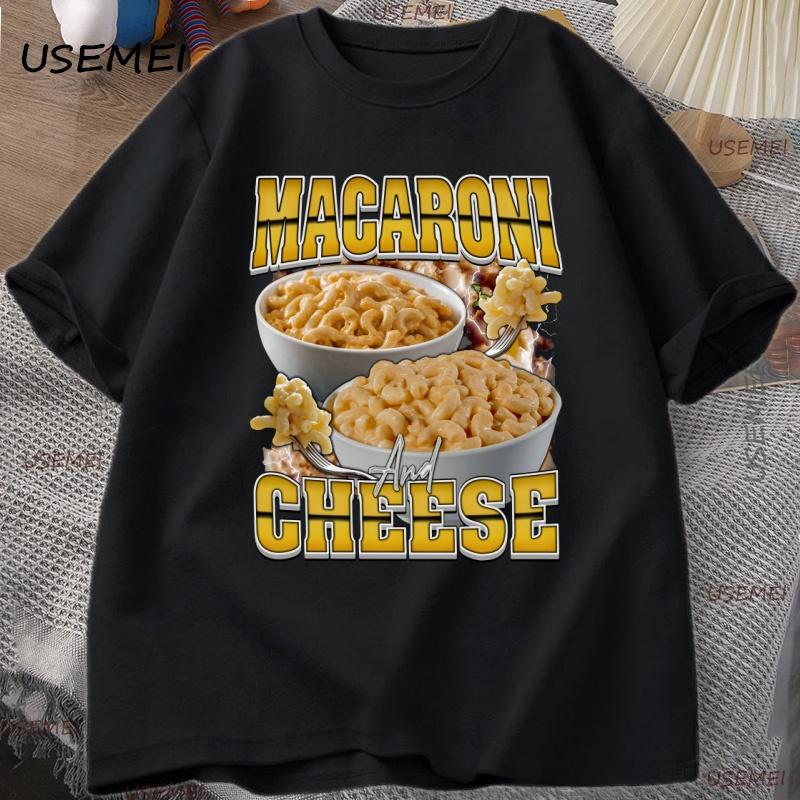 Macaroni Cheese Rap Vintage Graphic TShirt Funny Retro Food Lover Tshirt 90s Aesthetic Trendy Y2K Streetwear Tees Clothes
