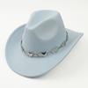 High Sense Versatile Western Cowboy Hat Turquoise Chain Hat Autumn and Winter Women's Fashion Casual Retro Top Hat