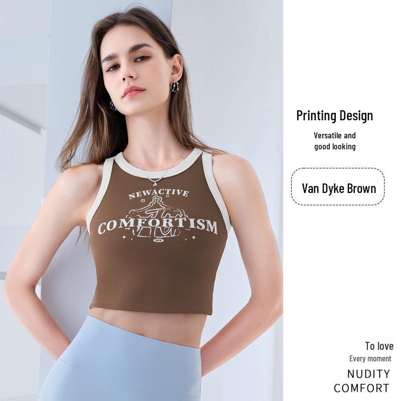 

Low-Impact Longline Sports Bra for Yoga & Pilates - Women s Spring/Summer Fitness Vest with Fixed Cup L