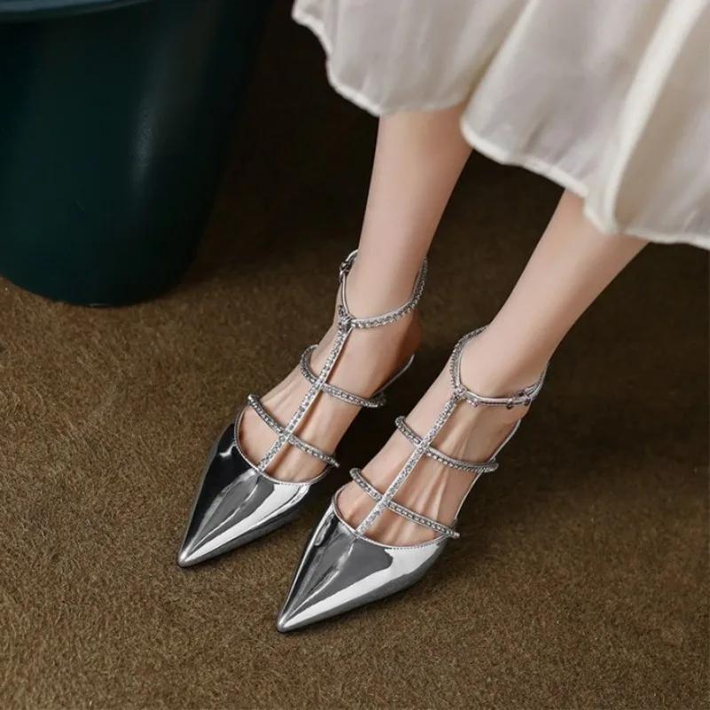With Low Heels Ladies Shoes Buckles Pointed Toe Women's Sandals Asian Size Footwear Sales New Breathable Fashion Pvc Sandal Or F