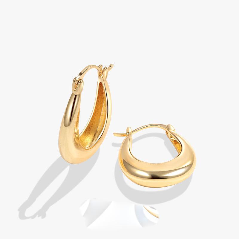 BF CLUB 925 Sterling Silver  Earrings For Women Trendy Simple Gold Earring Jewelry Prevent Allergy Party Accessories Gift
