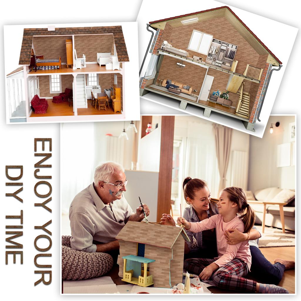 35 Stück Miniatur Puppenhaus Tapete Selbstklebend Mini DIY Dielen Wandpapier Real Life DIY Dekoration Für Puppenhaus(Braun)