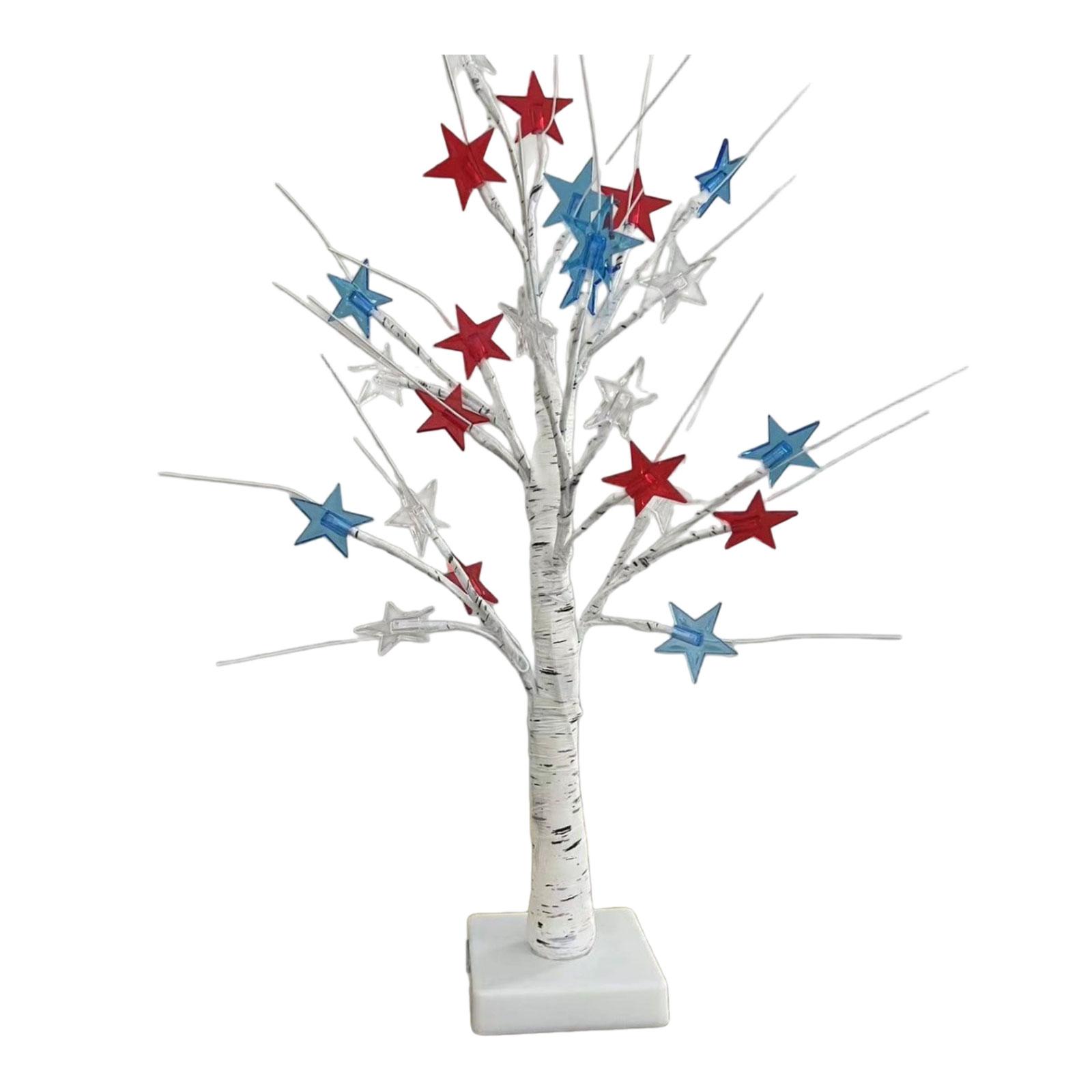 

Artificial Decorative Birch Tree with Star Ornaments for Indoor Tabletop Display Home Office Party Decoration One Size