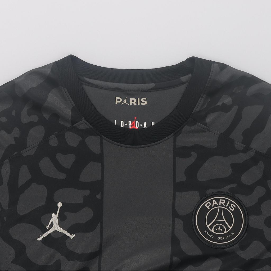 Jordan Paris Saint-Germain Collaboration SS24 Quick-Dry Straight-Cut Short Sleeve Football Shirt Men Tops Dark-Grey DX9823-069