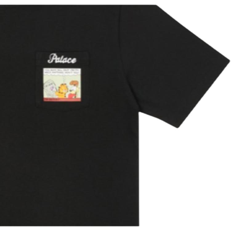 Palace Garfield Cartoon Print Pocket Short Sleeve T-Shirt Unisex Tops Black P21TS117