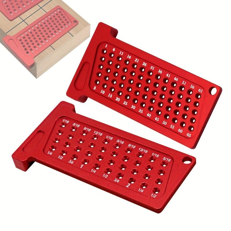 2 Pcs Woodworking Precision Hole Scribe Metal T-Ruler Pocket Ruler Measuring Tool Woodworking Scribe T65mm/T2.5in