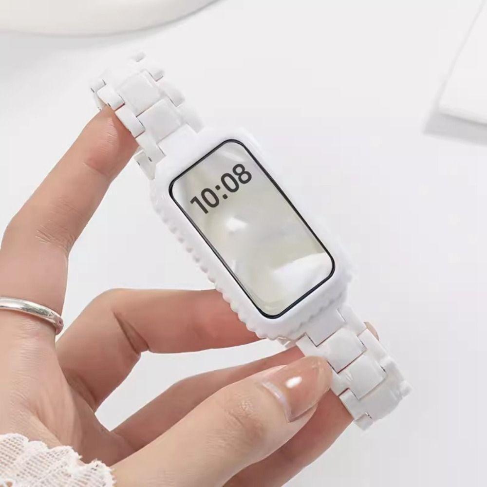 

PC+Metal Watch Strap TPU Case Watch Bracelet for Huawei Band 9/8/7/6 Smart Watch Accessories белый