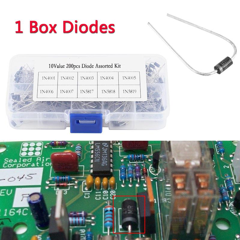200pcs 10Values Rectifier Diode Assortment Electronic Kit 1N4001~1N4007 With Box