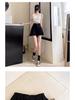 Women's High-Waist Black Casual Summer Shorts, Petite A-Line Wide-Leg Design, 2024 Collection.