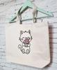 Shopper Bag with Embroidery Cat with Cupcake LB788 NeedleWoman Beige (39681008)