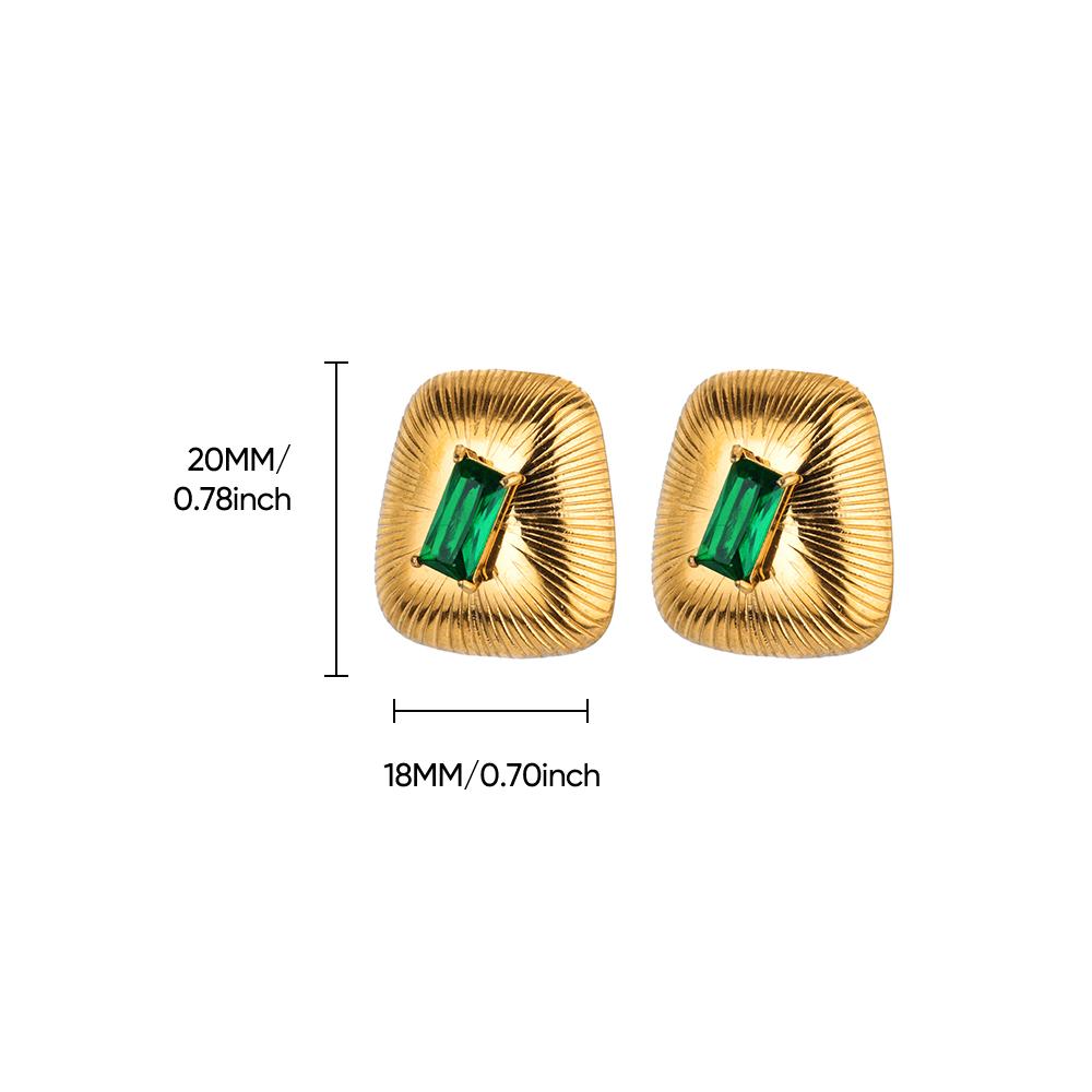 

Vintage Emerald Zircon Stainless Steel Earrings for Women Gold Color Charm Earring Wedding Party Jewelry Prom Accessories Gifts