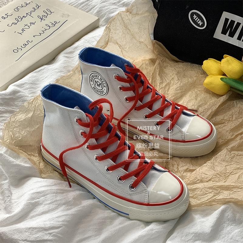 Round Label Canvas Shoes Student Men and Women Couple Shoes 211