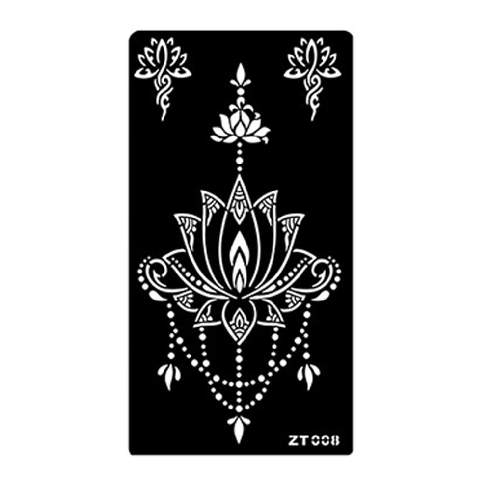 Personalized Flower Tattoo Stickers Ethnic Style Floral Black Tattoo Decals Hollow Body Art India Temporary Tattoo Gifts
